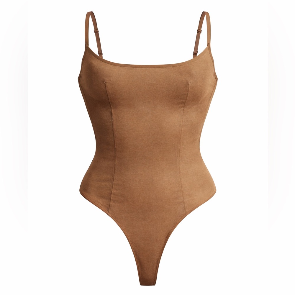 SKIMS Sheer Sculpt Low Back Thong Bodysuit Sz 3X Siena Tan